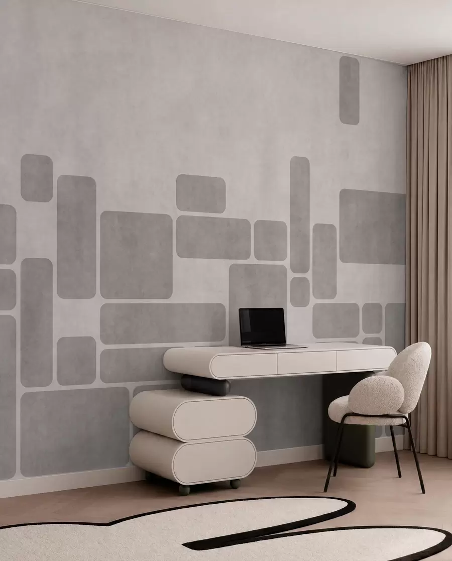 zidne murale Geometrijski uzorak u nježnim sivim i rumenkastim tonovima w05141v1