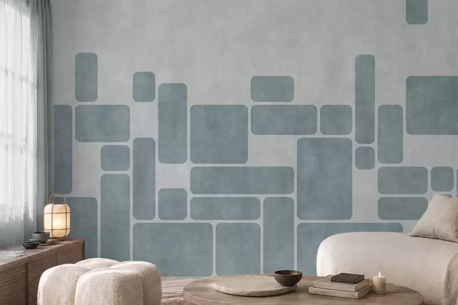 zidne murale Geometrijski uzorak u svijetloplavim tonovima w05141v2