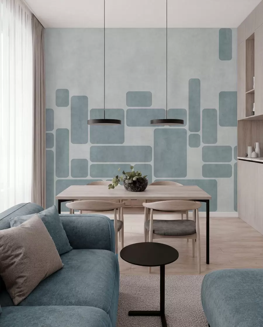 zidne murale Geometrijski uzorak u svijetloplavim tonovima w05141v2