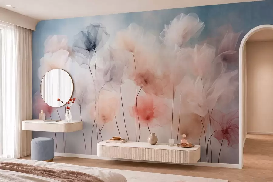 zidne murale Prozračno cvijeće u nježnim pastelnim nijansama w05818