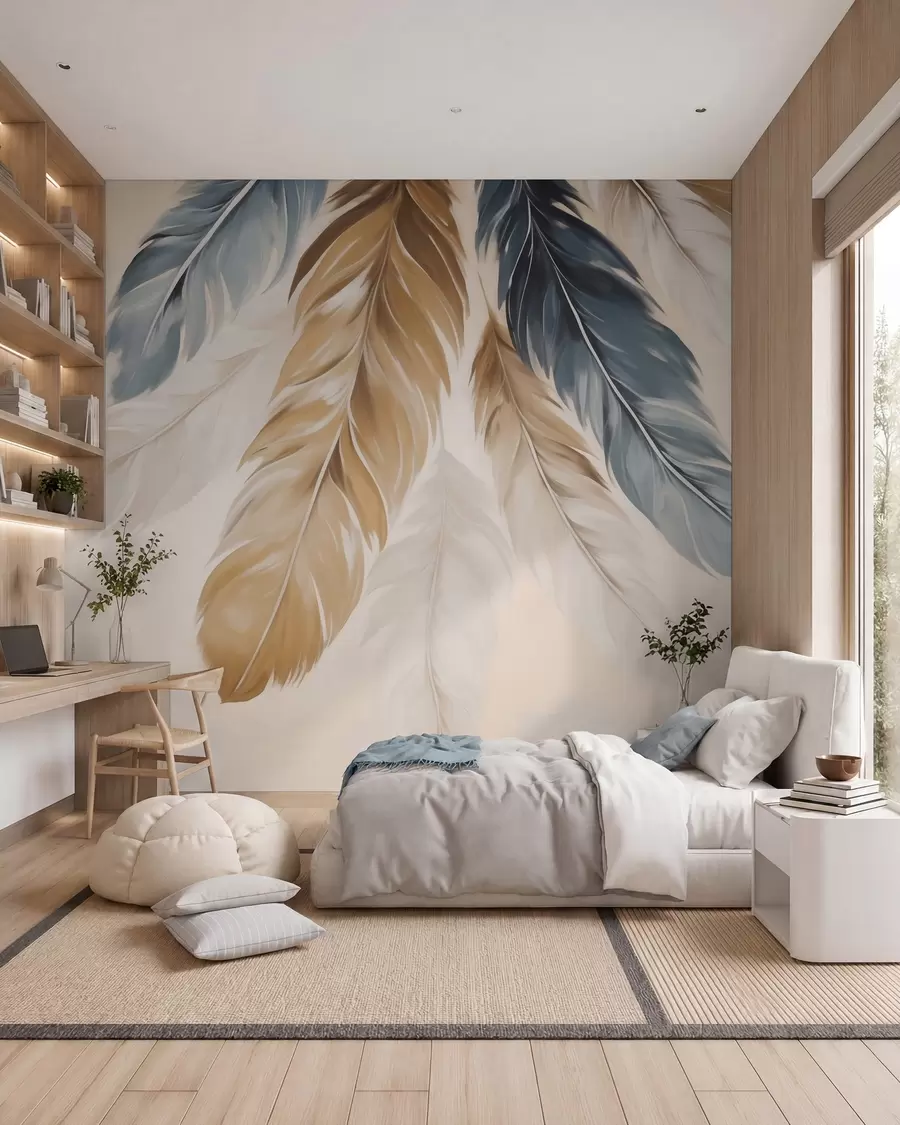 zidne murale Apstraktno perje, imitacija slikarstva w05845