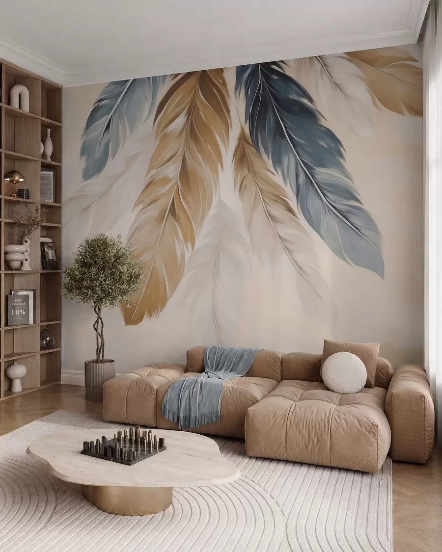 zidne murale Apstraktno perje, imitacija slikarstva w05845