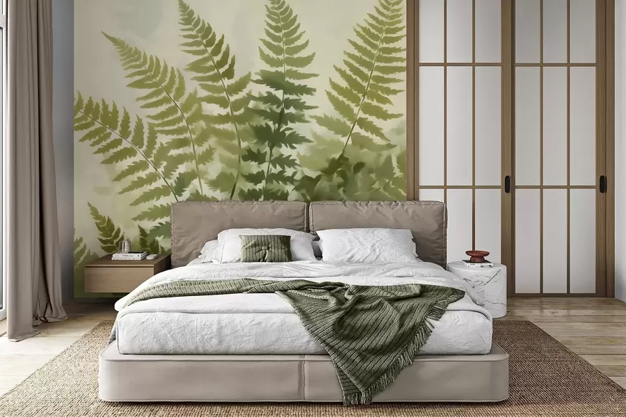 zidne murale Apstraktni stilizirani listovi paprati, imitacija slike w05852