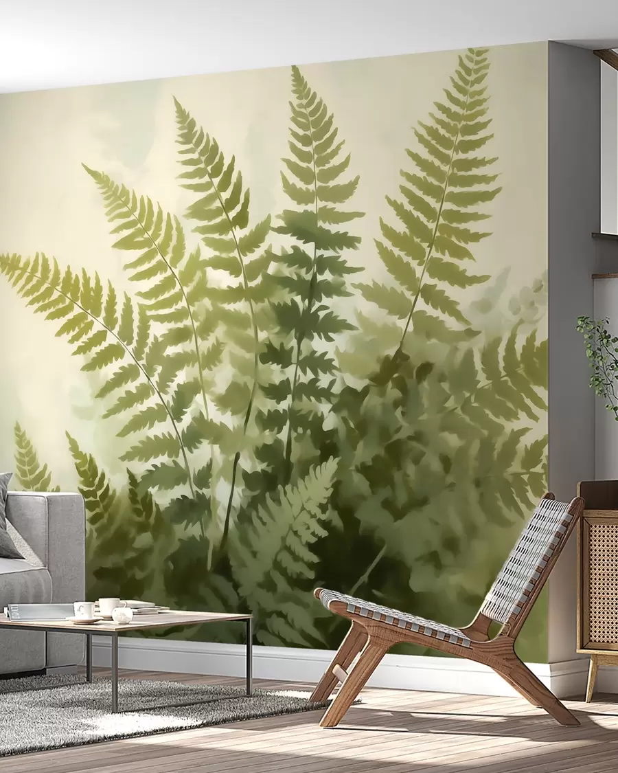 zidne murale Apstraktni stilizirani listovi paprati, imitacija slike w05852