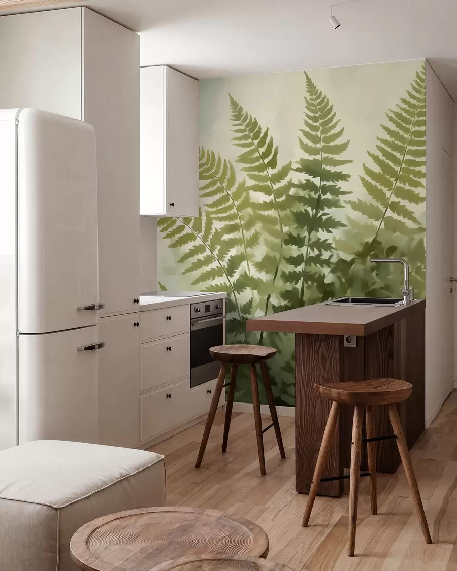 zidne murale Apstraktni stilizirani listovi paprati, imitacija slike w05852