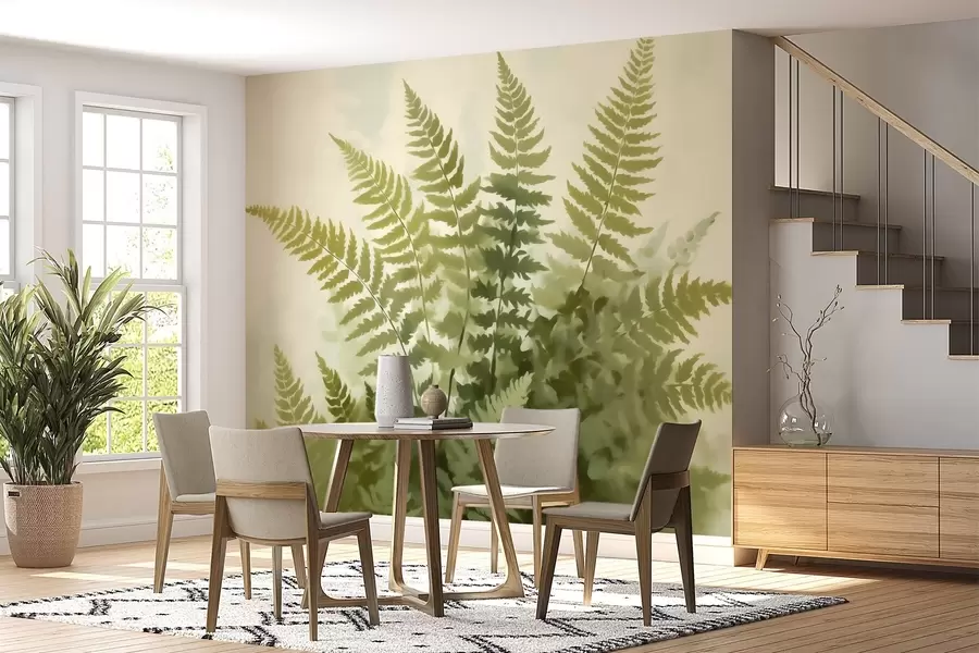 zidne murale Apstraktni stilizirani listovi paprati, imitacija slike w05852