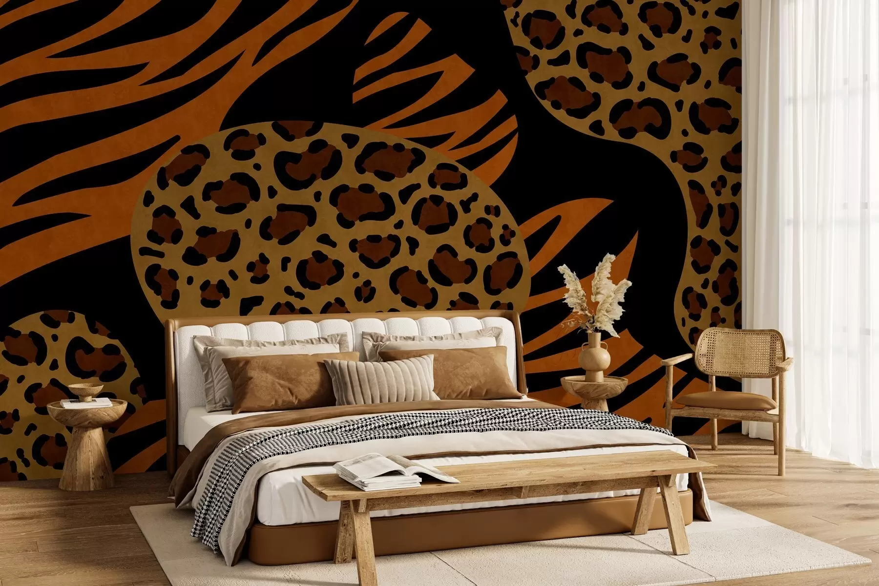 zidne murale Uzorci leoparda i tigra inspirirani divljim životinjama w05759