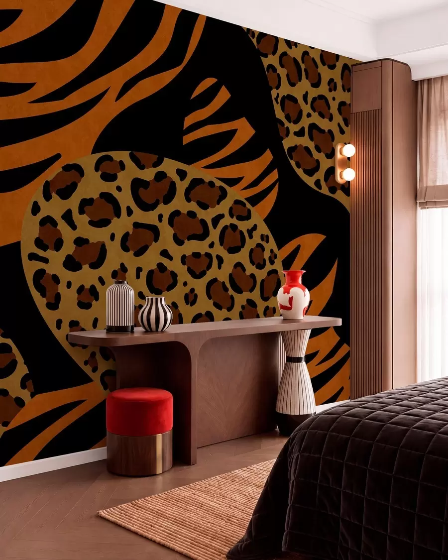 zidne murale Uzorci leoparda i tigra inspirirani divljim životinjama w05759