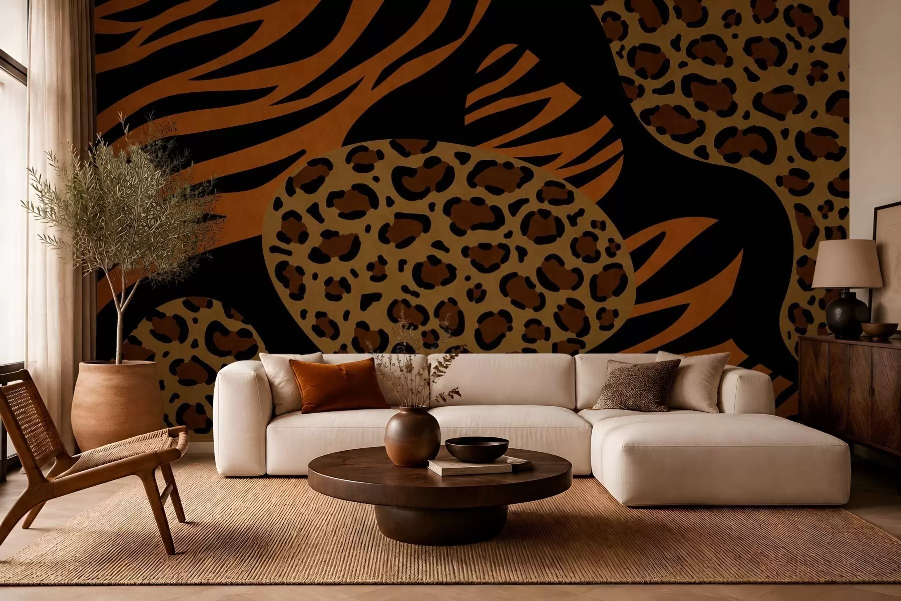 zidne murale Uzorci leoparda i tigra inspirirani divljim životinjama w05759