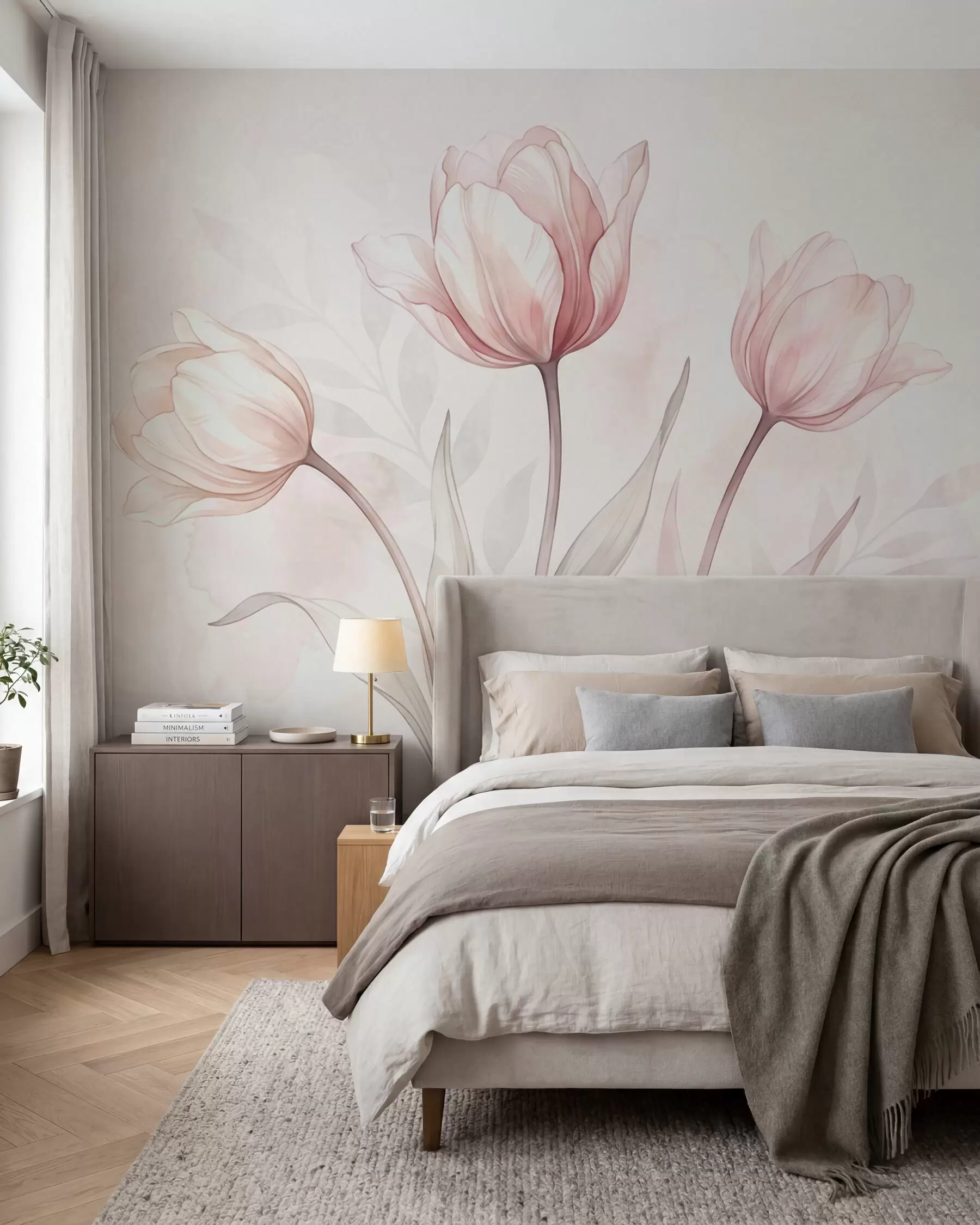 zidne murale Nježni tulipani u stilu akvarela w10005