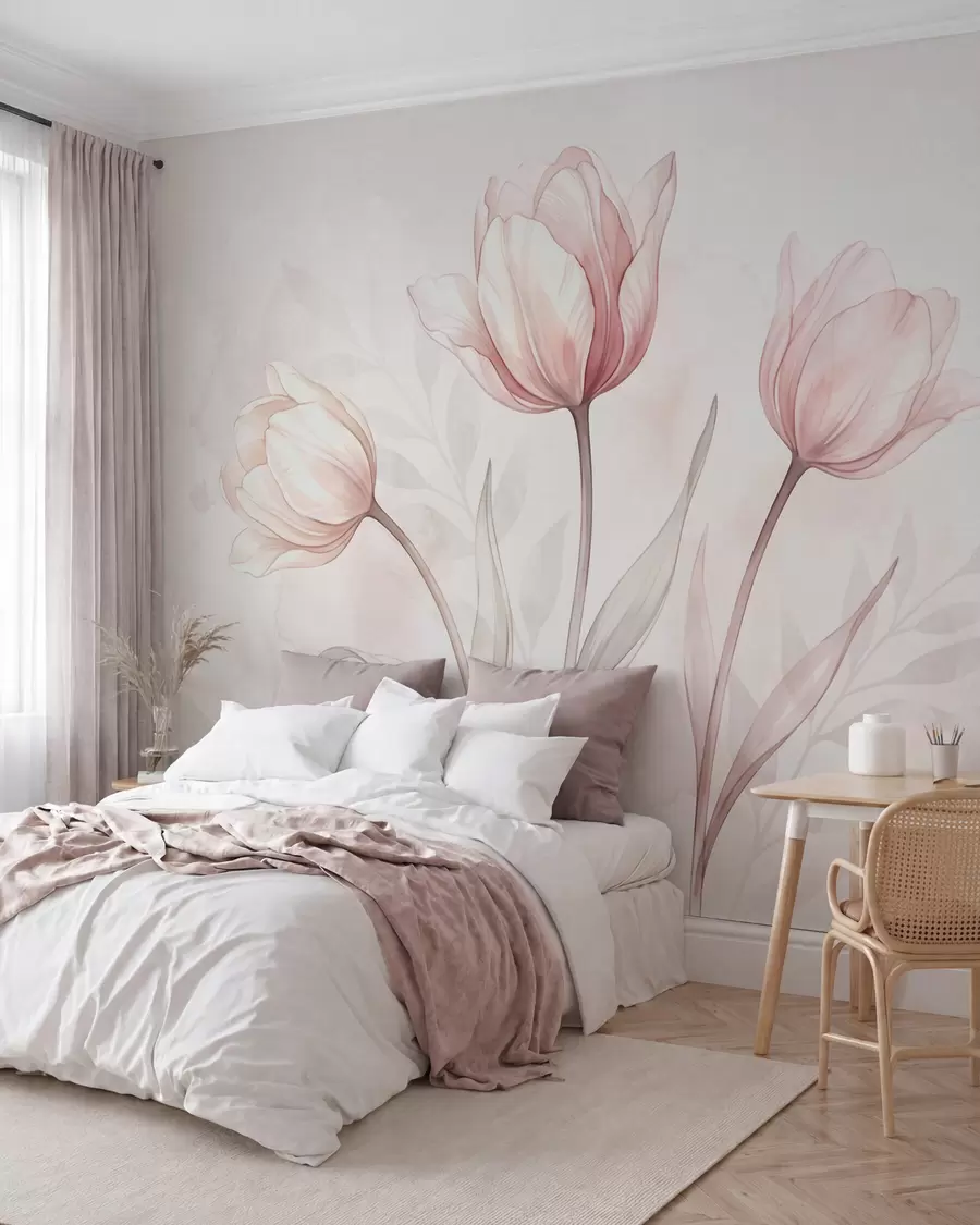 zidne murale Nježni tulipani u stilu akvarela w10005