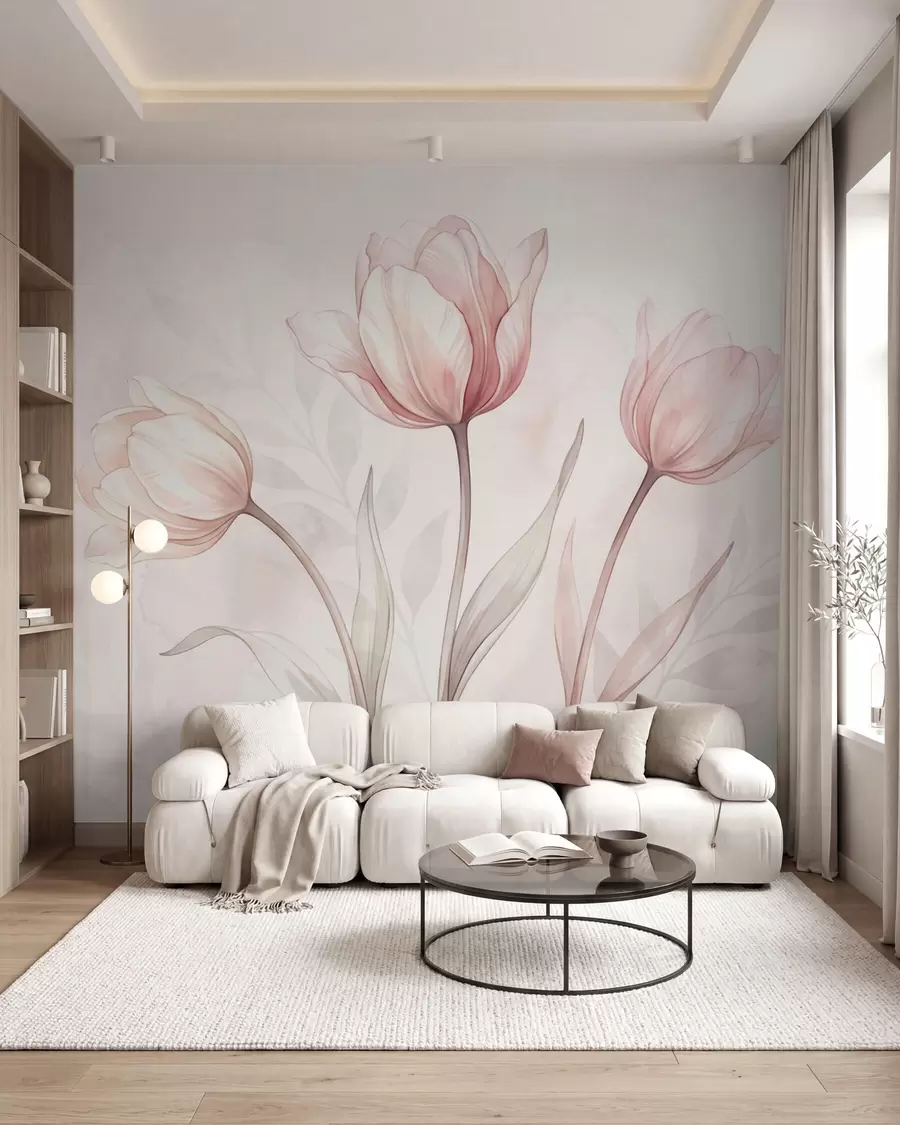 zidne murale Nježni tulipani u stilu akvarela w10005