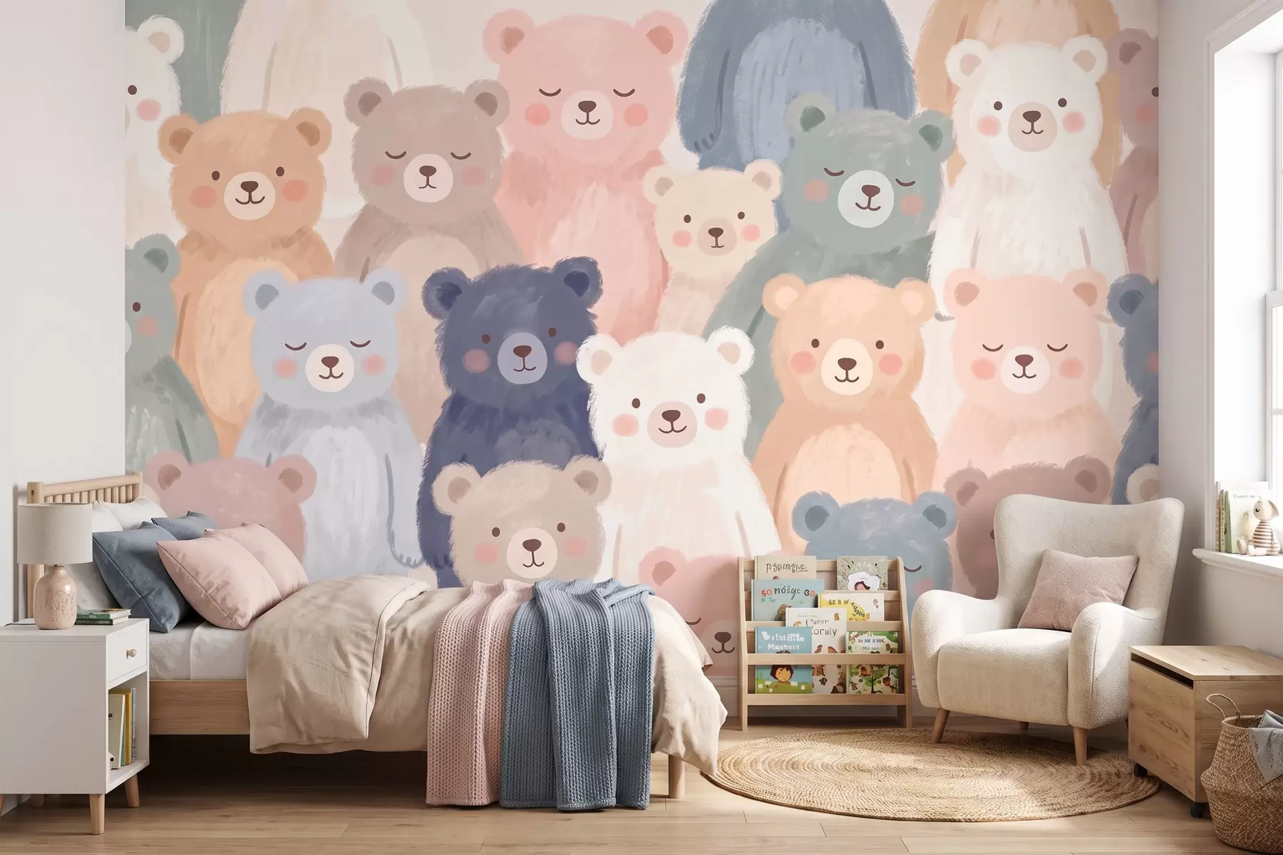 zidne murale Medvjedići u pastelnim bojama w10010
