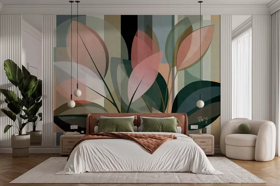 zidne murale Elegantni apstraktni komad s biljkama w05871