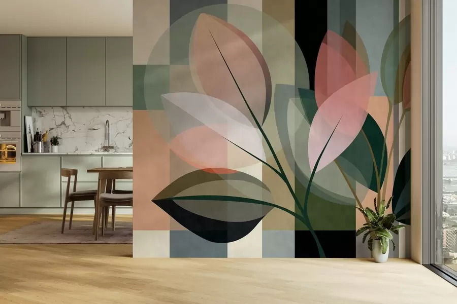 zidne murale Elegantni apstraktni komad s biljkama w05871