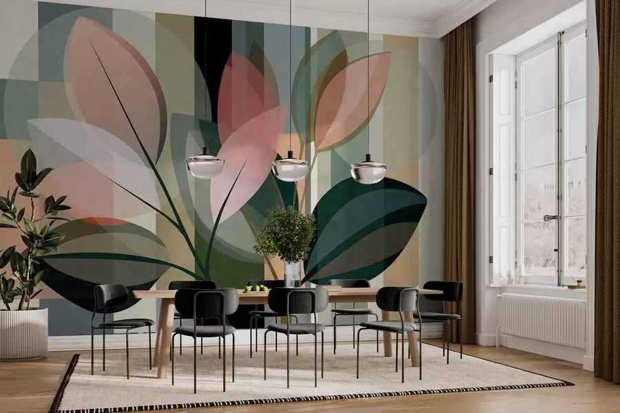zidne murale Elegantni apstraktni komad s biljkama w05871