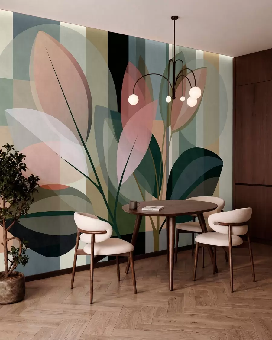 zidne murale Elegantni apstraktni komad s biljkama w05871