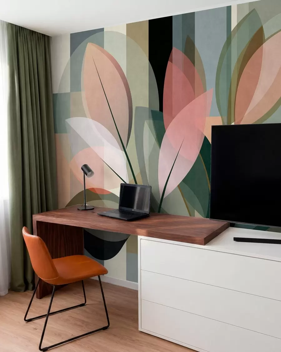 zidne murale Elegantni apstraktni komad s biljkama w05871