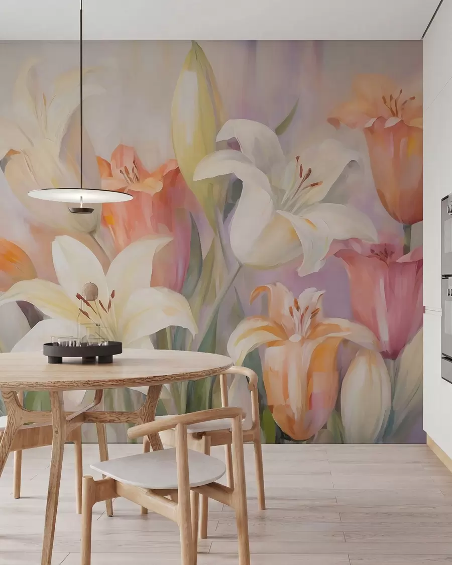 zidne murale Apstraktni ljiljani, imitacija slike w05878