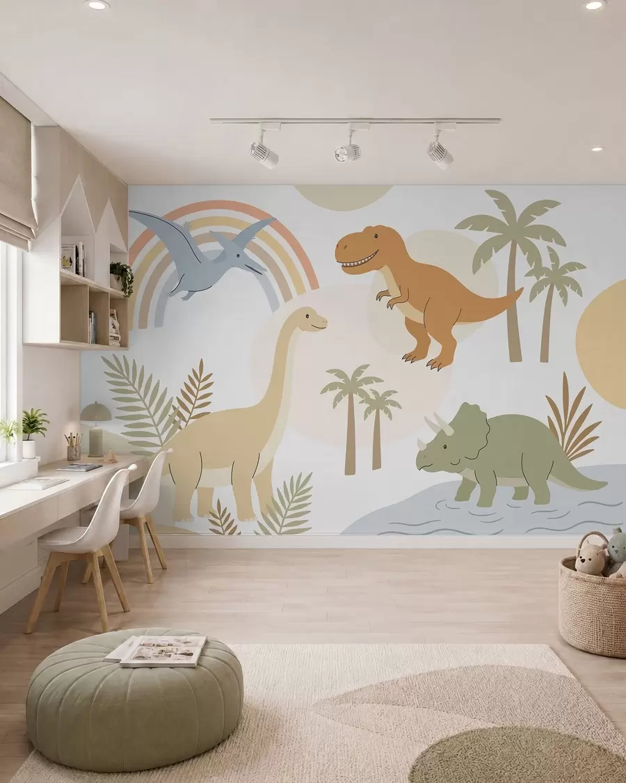 zidne murale Dinosauri i duga w05842