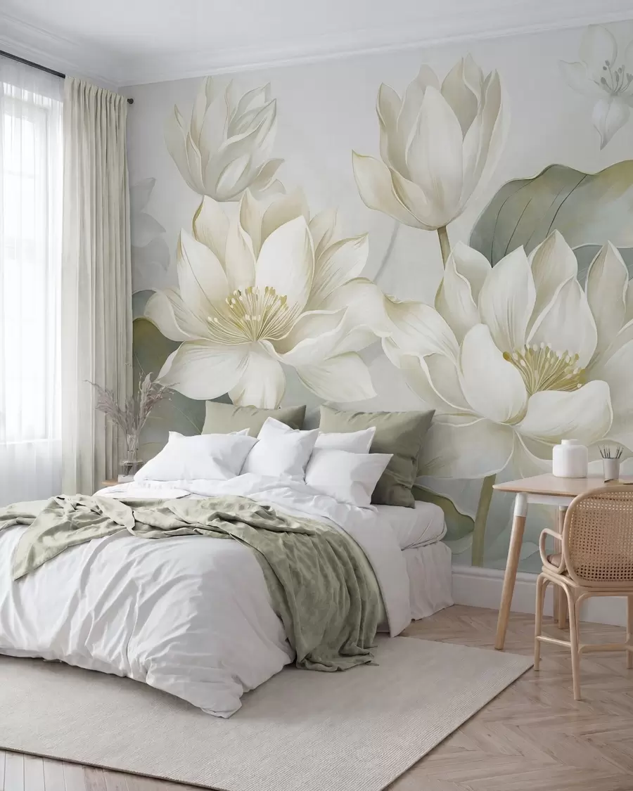 zidne murale Lotos u bisernim tonovima w10027