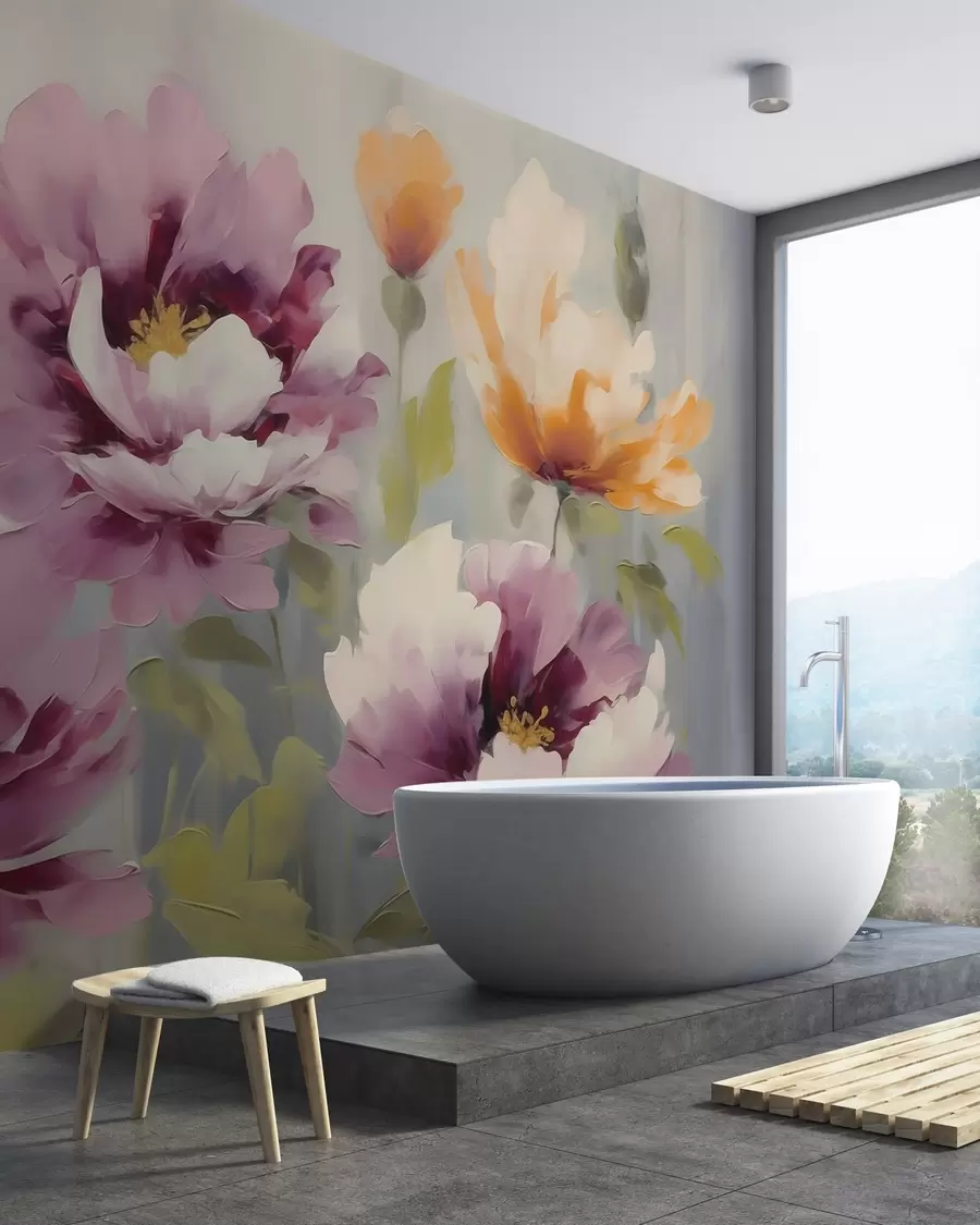 zidne murale Apstraktno stilizirano cvijeće, imitacija slike w05848