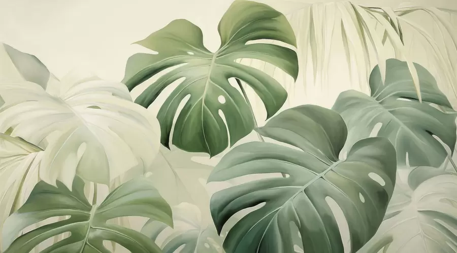 zidne murale Monstera, palmino lišće w05909