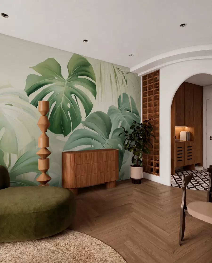 zidne murale Monstera, palmino lišće w05909