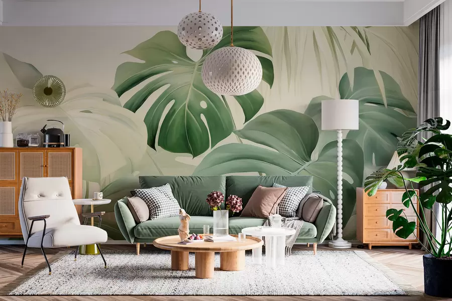 zidne murale Monstera, palmino lišće w05909