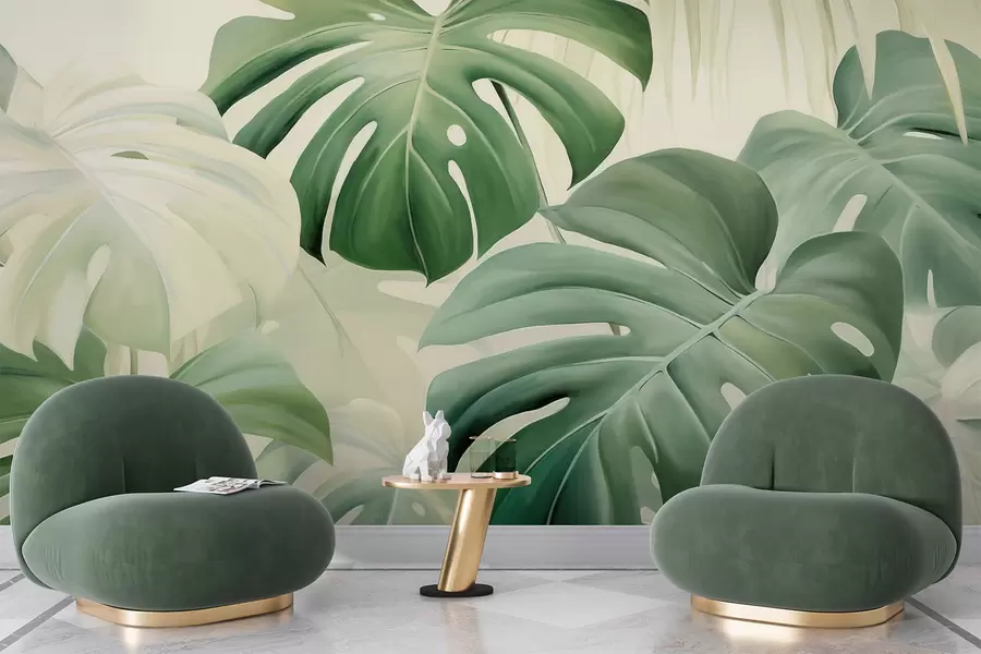 zidne murale Monstera, palmino lišće w05909