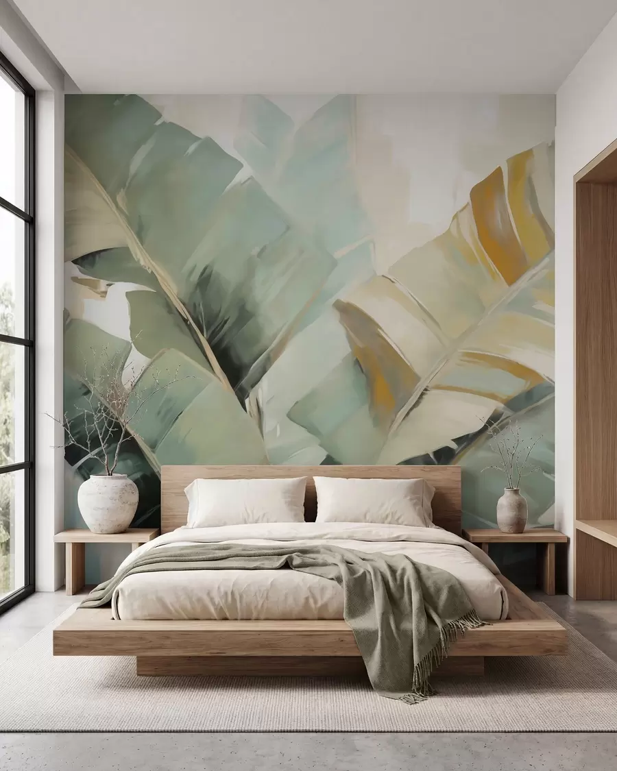 zidne murale Apstraktno lišće, imitacija slikanja w05906