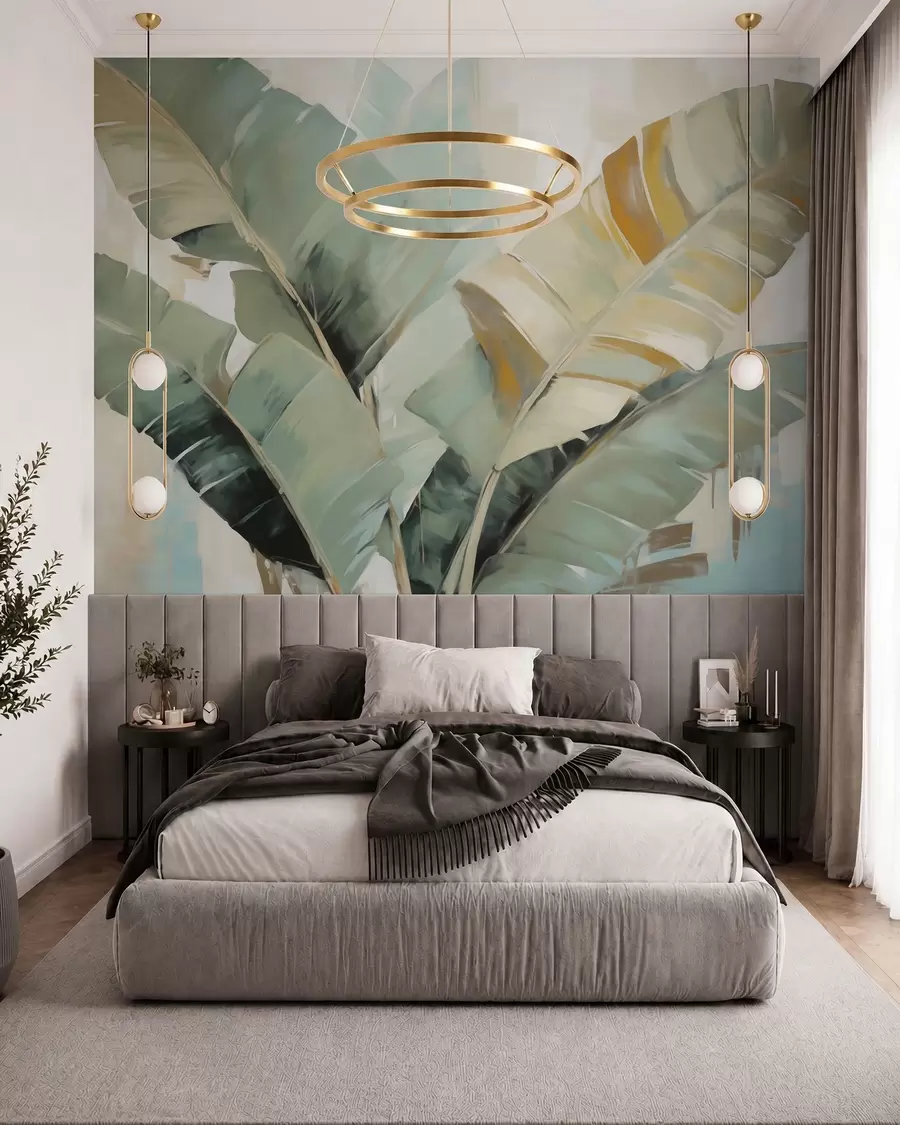 zidne murale Apstraktno lišće, imitacija slikanja w05906