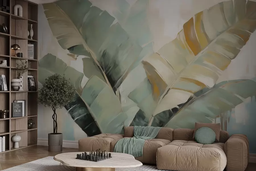 zidne murale Apstraktno lišće, imitacija slikanja w05906