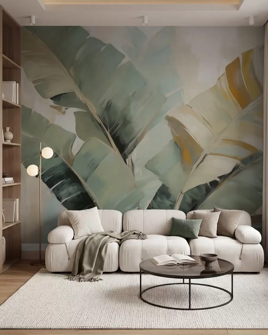 zidne murale Apstraktno lišće, imitacija slikanja w05906