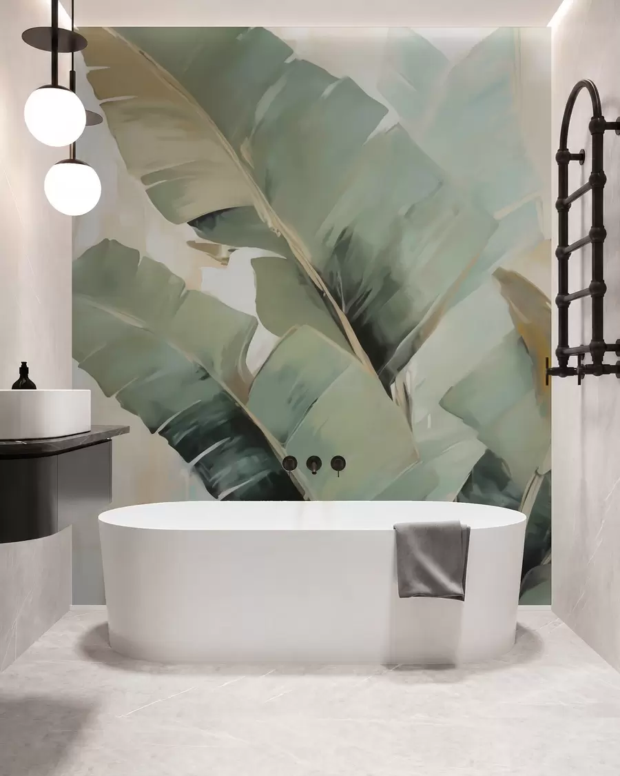 zidne murale Apstraktno lišće, imitacija slikanja w05906