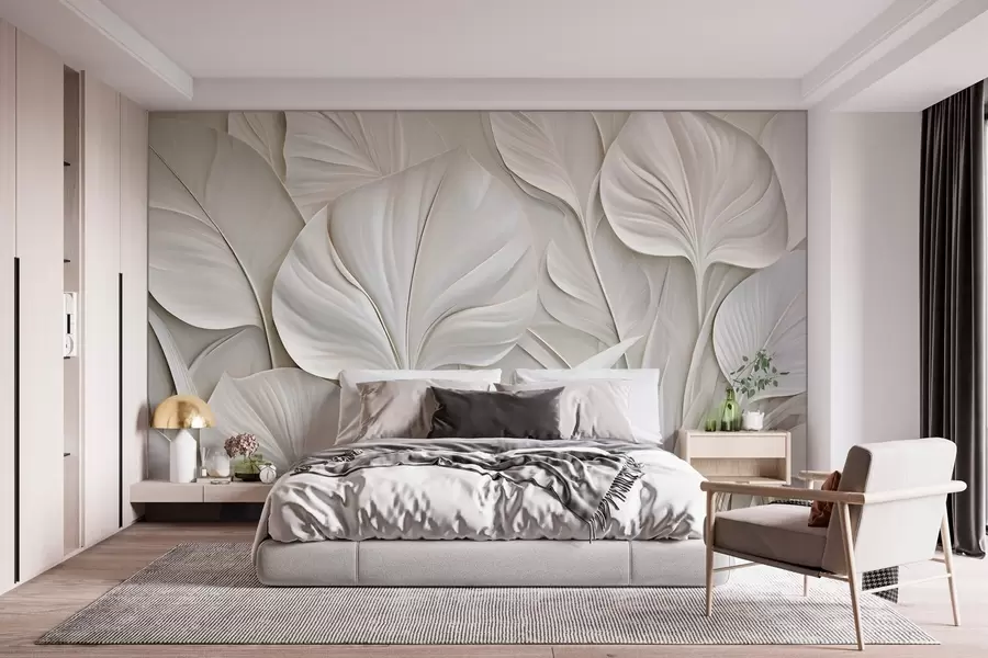 zidne murale Veliki listovi u stilu bareljefa w10074