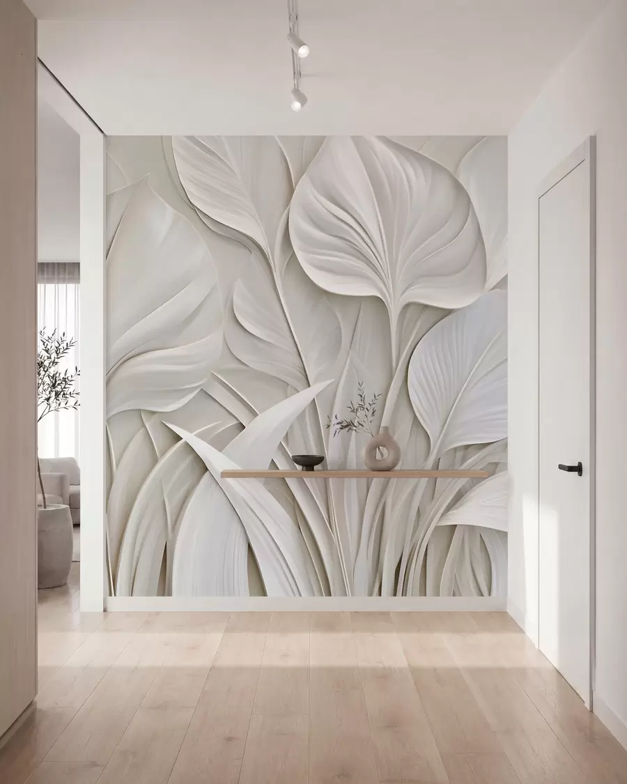 zidne murale Veliki listovi u stilu bareljefa w10074