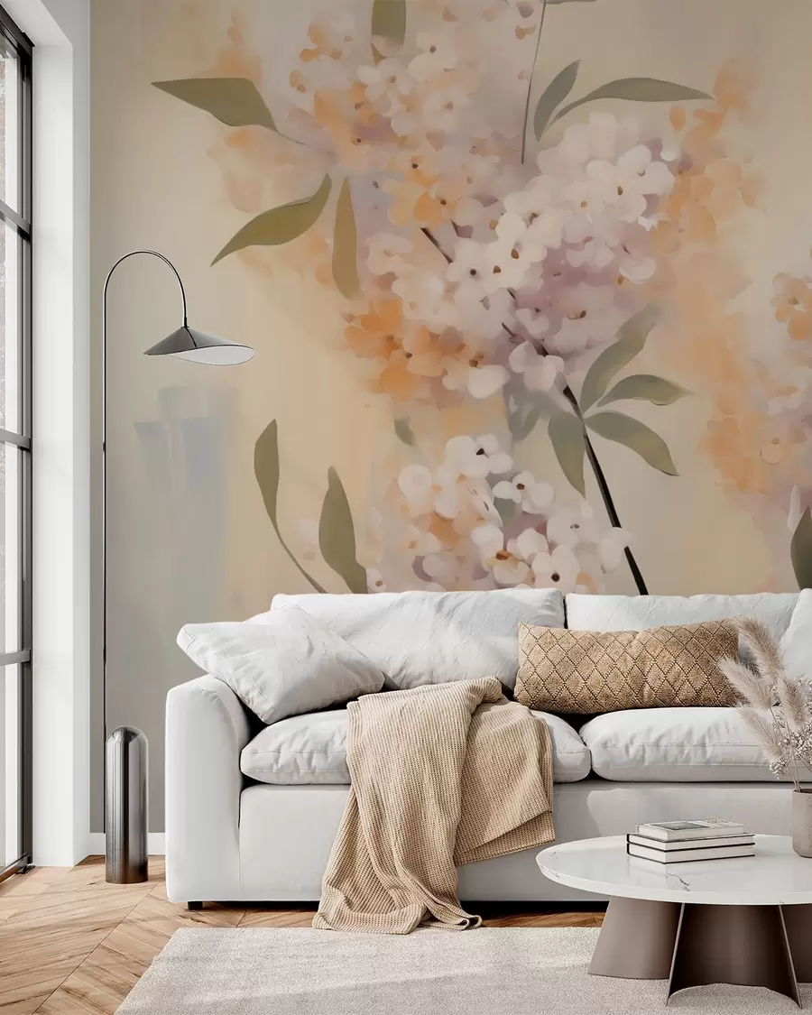 zidne murale Apstraktne grane s cvijećem w05872