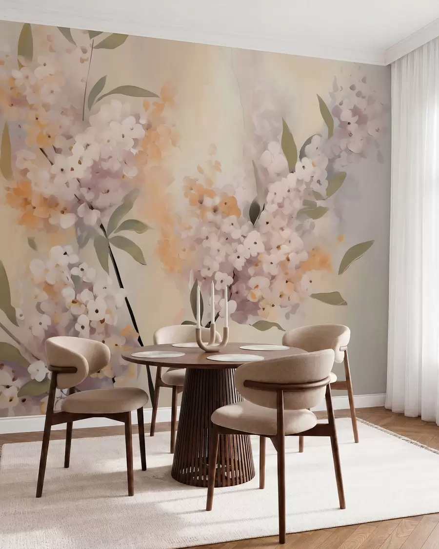zidne murale Apstraktne grane s cvijećem w05872