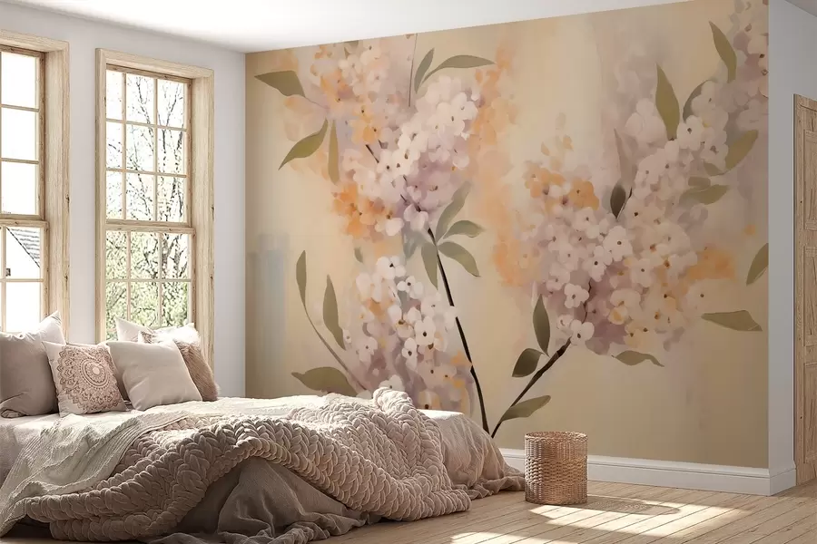 zidne murale Apstraktne grane s cvijećem w05872