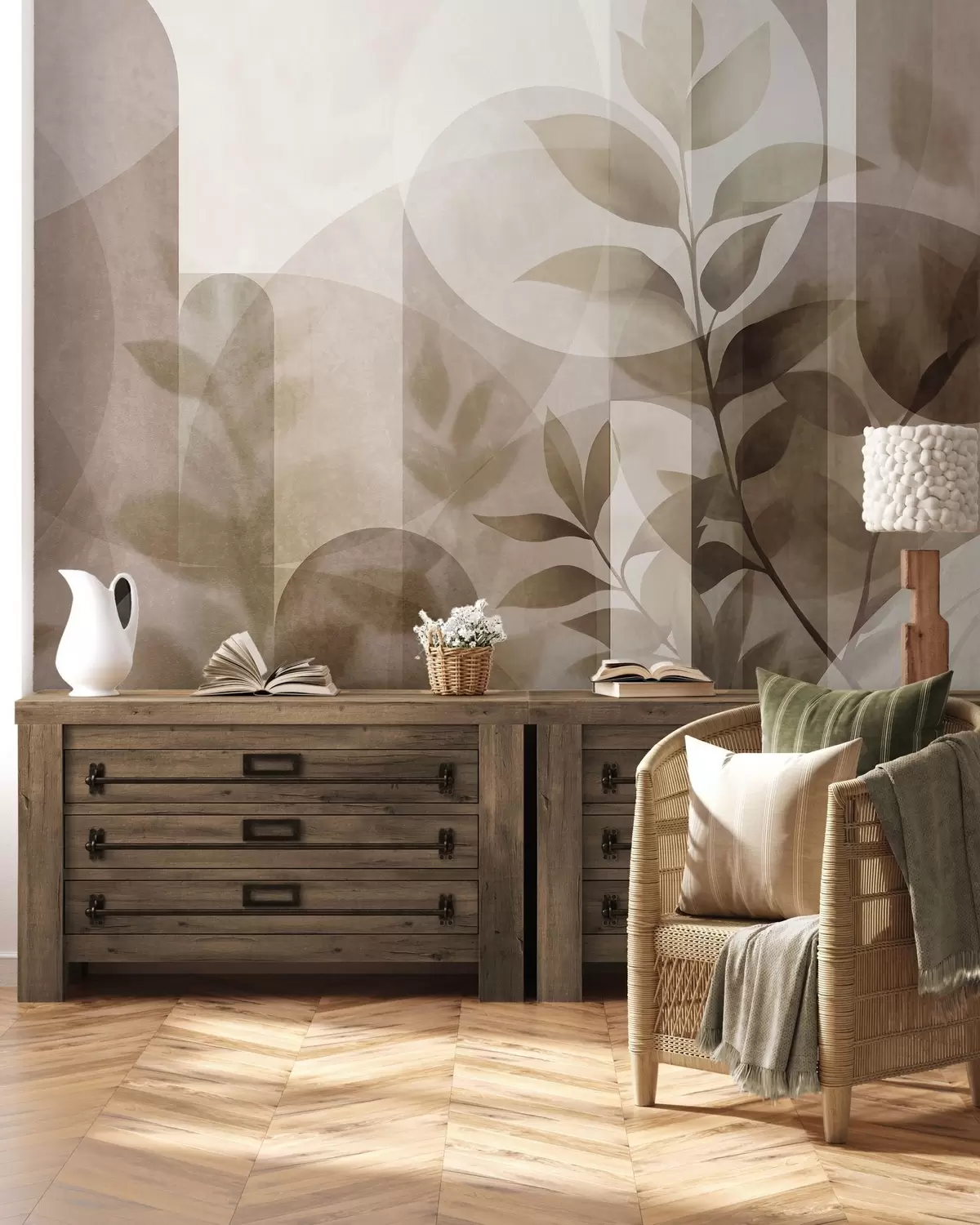 zidne murale Lišće i lukovi w10088