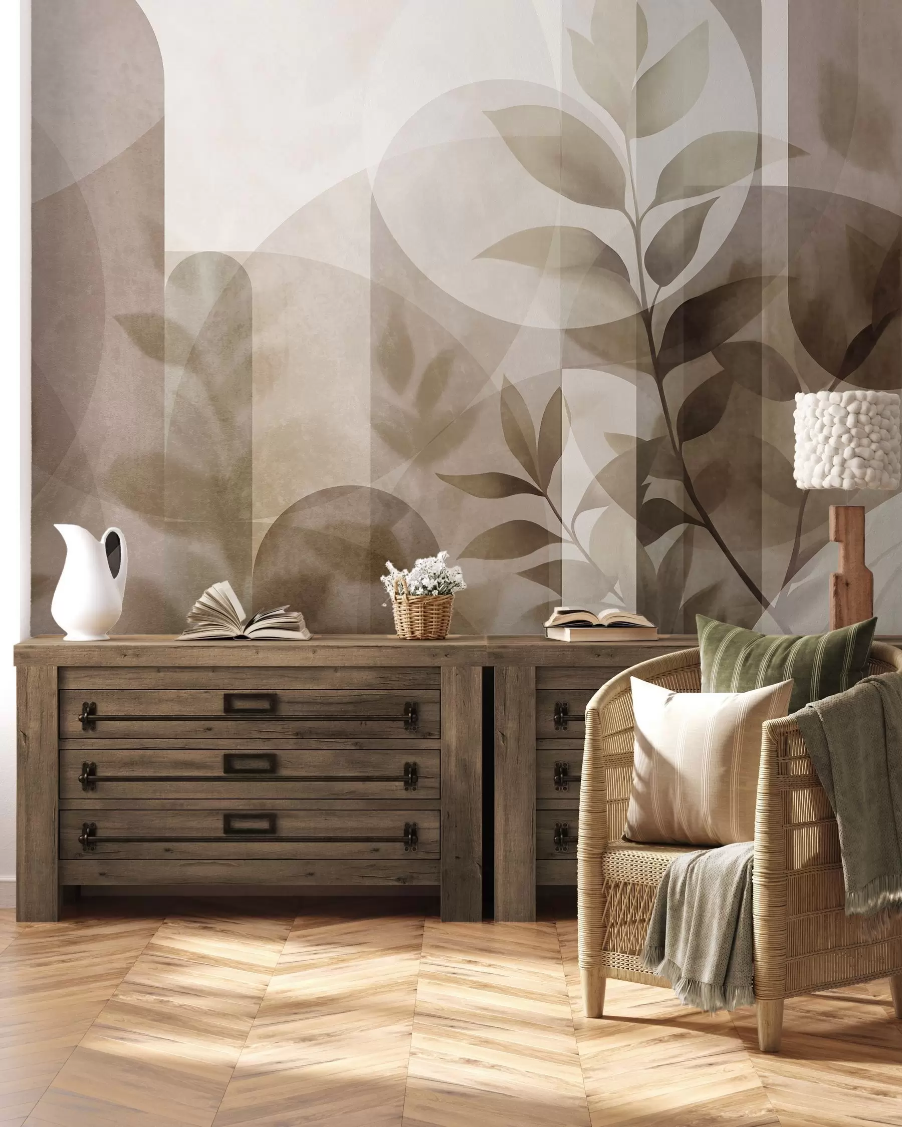 zidne murale Lišće i lukovi w10088