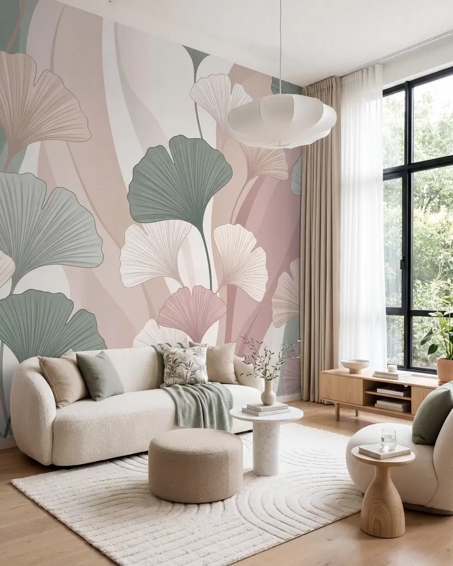 zidne murale Ginko u pastelnim tonovima w10040