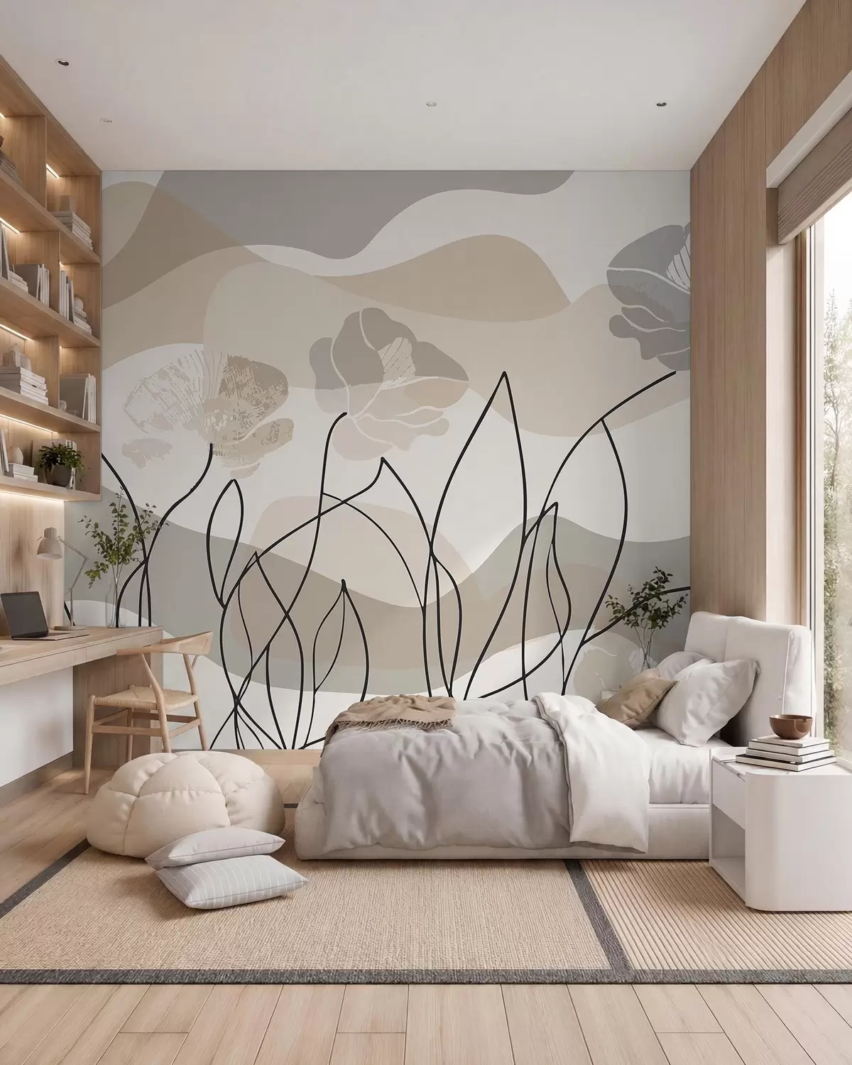 zidne murale Cvjetna skica w09989