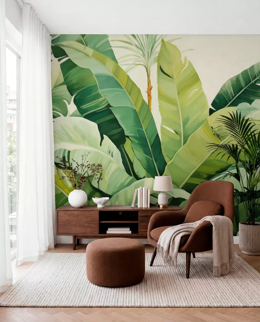 zidne murale Listovi banane u zelenom w05975