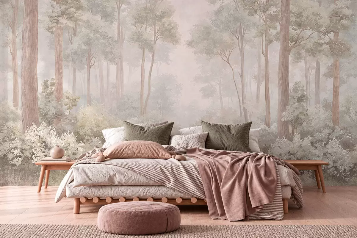 zidne murale Meka pastelna šuma s vijugavom stazom w05889