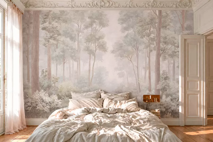 zidne murale Meka pastelna šuma s vijugavom stazom w05889