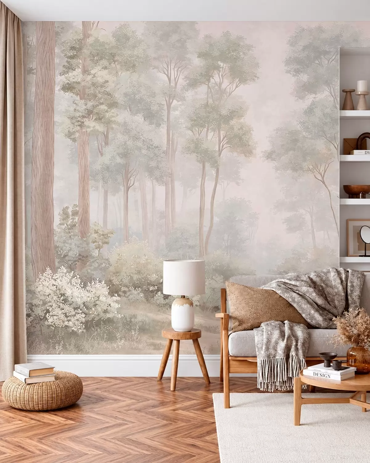 zidne murale Meka pastelna šuma s vijugavom stazom w05889