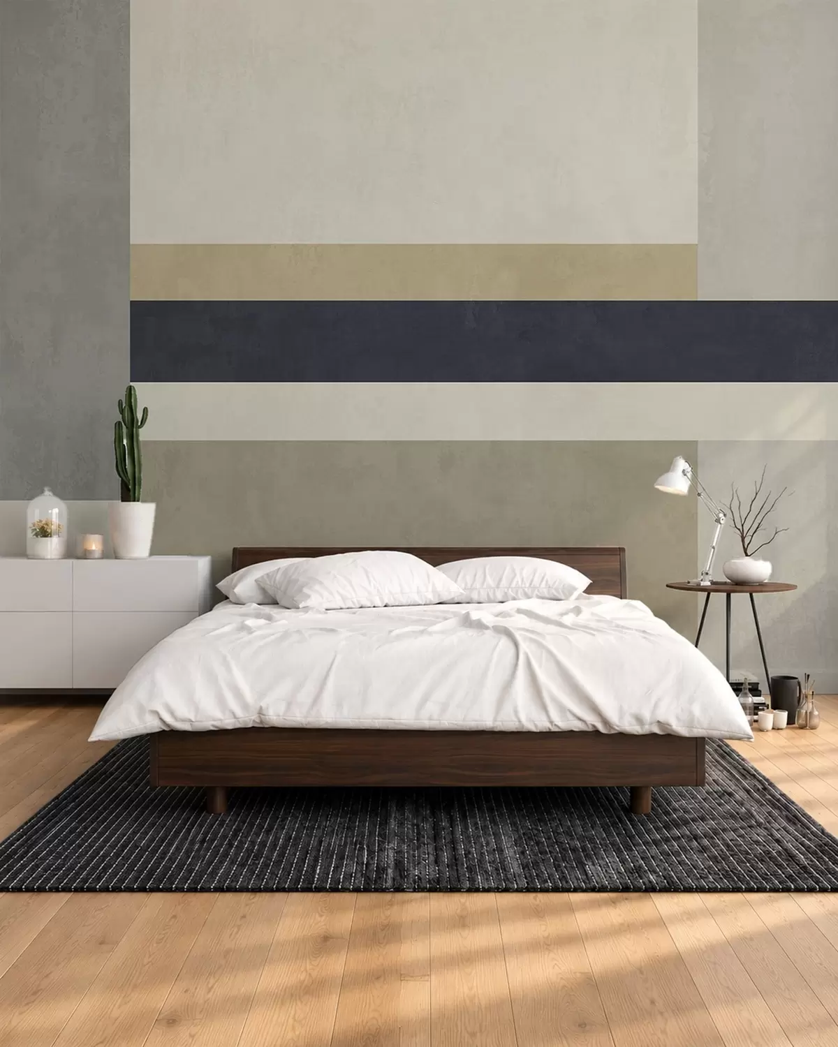 zidne murale Geometrijski blokovi u bež i sivim nijansama s tamnom prugom w05890v1