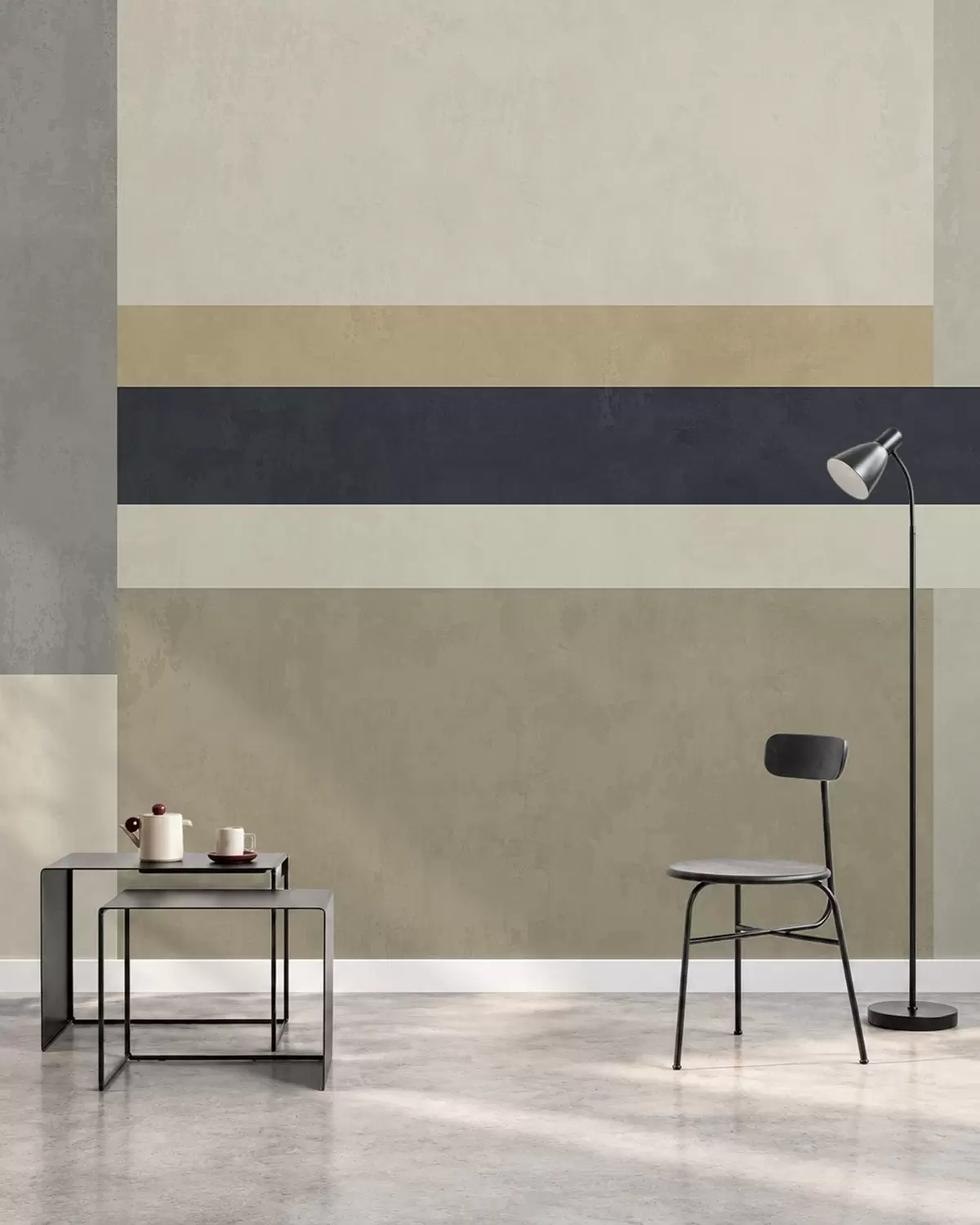 zidne murale Geometrijski blokovi u bež i sivim nijansama s tamnom prugom w05890v1